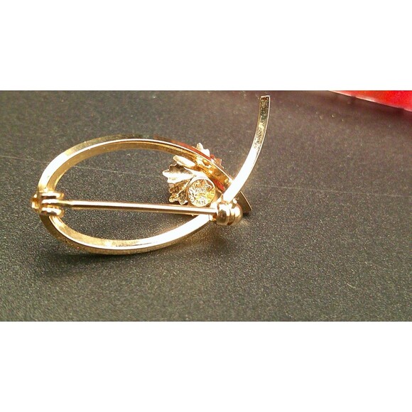 Retro Vintage 14k GF Pearl Floral Star Art Signed Brooch - Picture 4 of 6